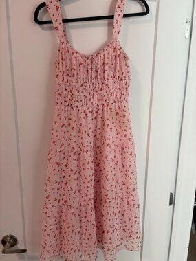 Martine Midi Dress, Size M, Villa Pink/poppy Red